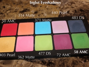 Inglot Eye Shadows w/ Labels